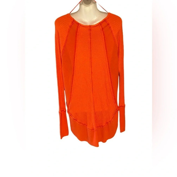 Free People Catalina Orange Waffle Knit Top M - Picture 8 of 13